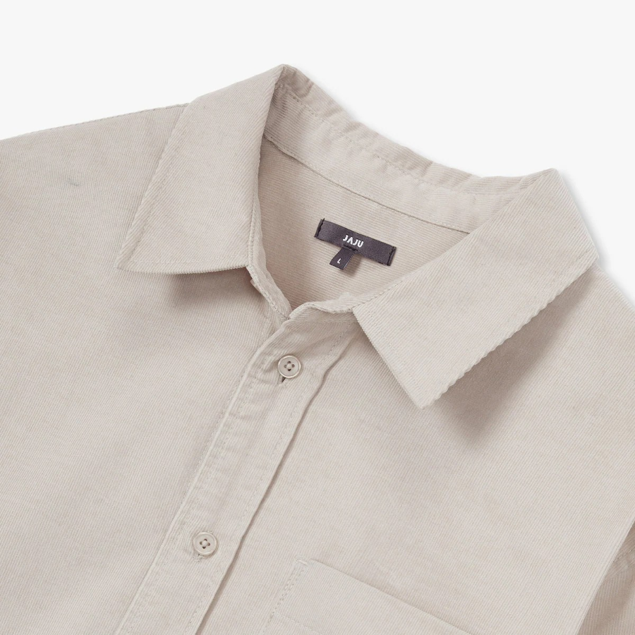 JAJU Men’s Loose Fit Corduroy Shirt – Beige