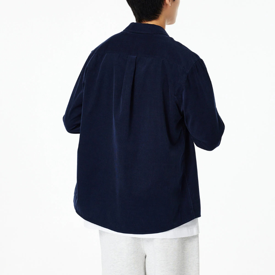 JAJU Men’s Loose Fit Corduroy Shirt – Navy
