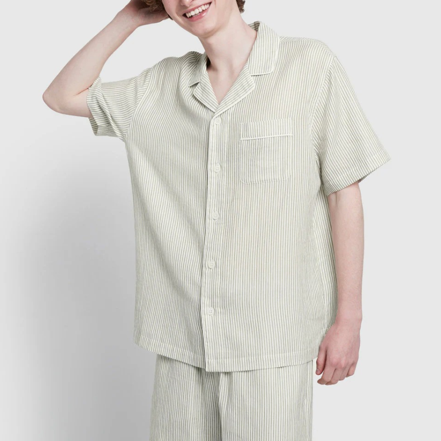 JAJU Summer Double Cotton 5-Piece Pajama Set – Light Khaki
