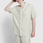 JAJU Summer Double Cotton 5-Piece Pajama Set – Light Khaki