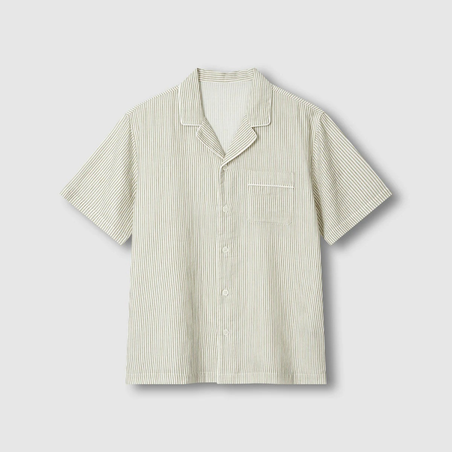 JAJU Summer Double Cotton 5-Piece Pajama Set – Light Khaki