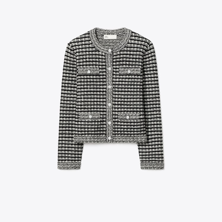 TORY BURCH Kendra Jacquard Cardigan – Black