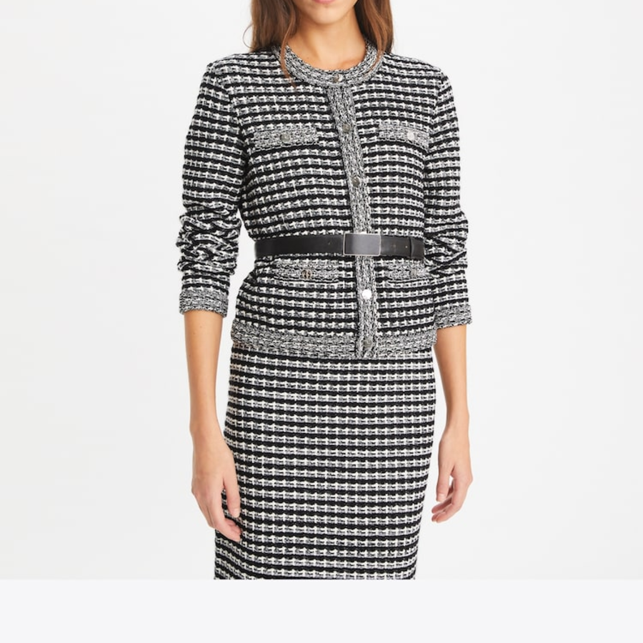 TORY BURCH Kendra Jacquard Cardigan – Black