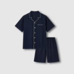JAJU Summer Double Cotton 5-Piece Pajama Set – Navy