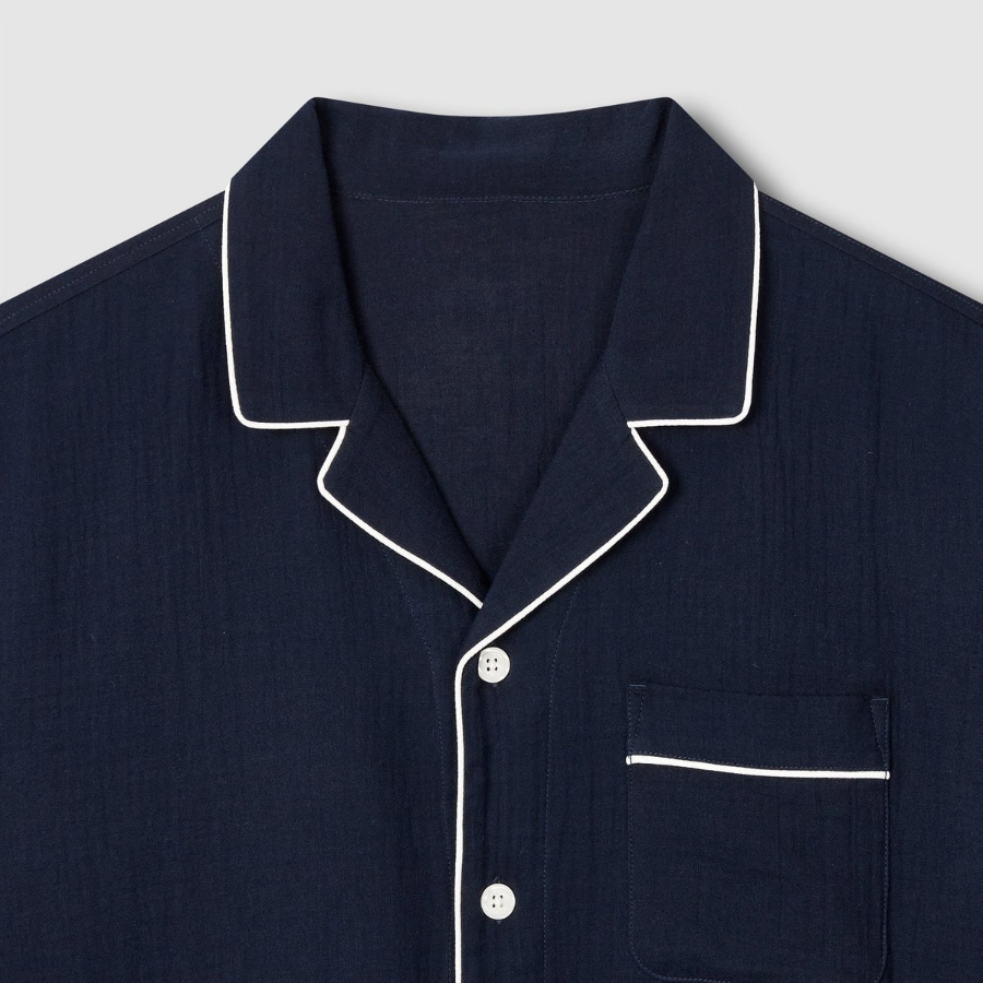 JAJU Summer Double Cotton 5-Piece Pajama Set – Navy