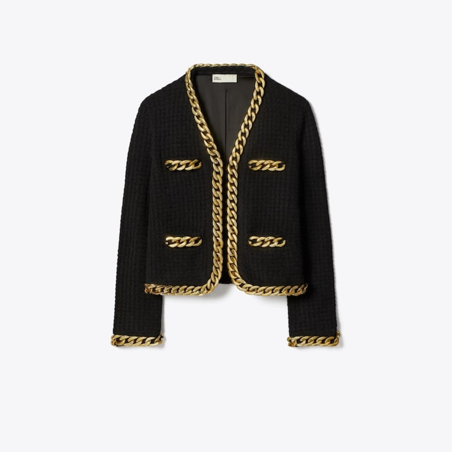 TORY BURCH Kendra Chain Cardigan – Black