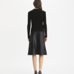 TORY BURCH Silk-Front Wool Cardigan – Black