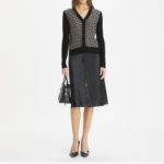 TORY BURCH Silk-Front Wool Cardigan – Black