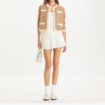 TORY BURCH Kendra Chunky Wool Trim Cardigan – Cream
