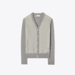 TORY BURCH Silk Front Cardigan – Gray