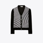 TORY BURCH Silk Front Cardigan – Black