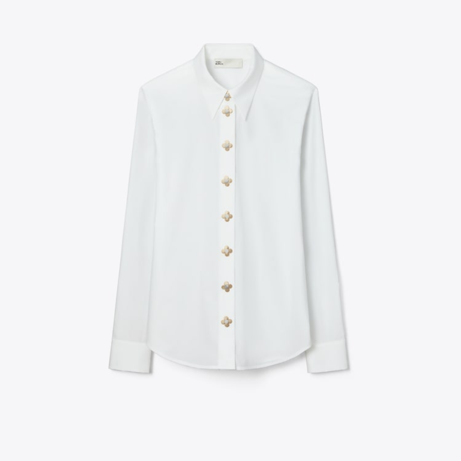 TORY BURCH Cotton Poplin Shirt – White