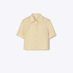 TORY BURCH Poplin Camp Shirt – Beige