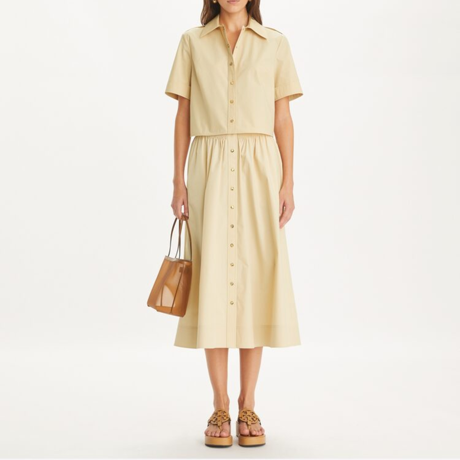 TORY BURCH Poplin Camp Shirt – Beige