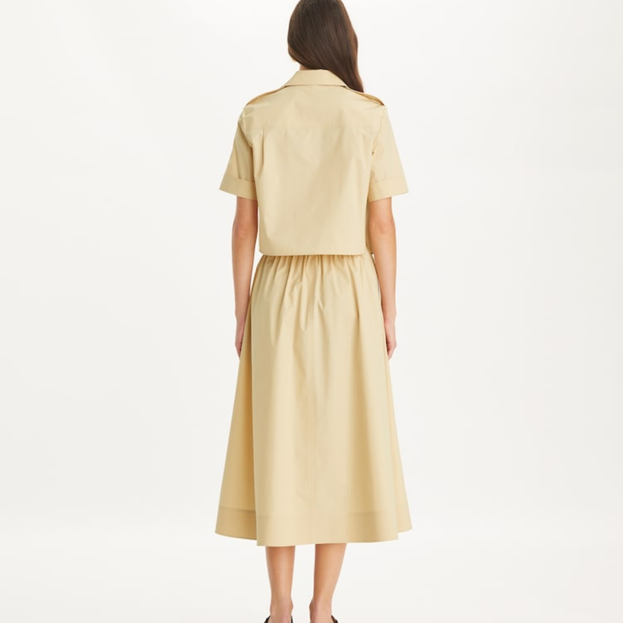 TORY BURCH Poplin Camp Shirt – Beige