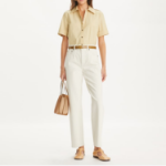 TORY BURCH Poplin Camp Shirt – Beige
