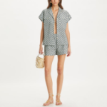 TORY BURCH Printed Cotton Poplin Camp Shirt – Green