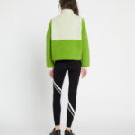 TORY BURCH Colorblock Fleece Jacket – Lime