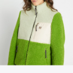 TORY BURCH Colorblock Fleece Jacket – Lime