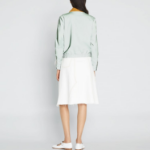 TORY BURCH Reflective Nylon Jacket – Sage / Camel