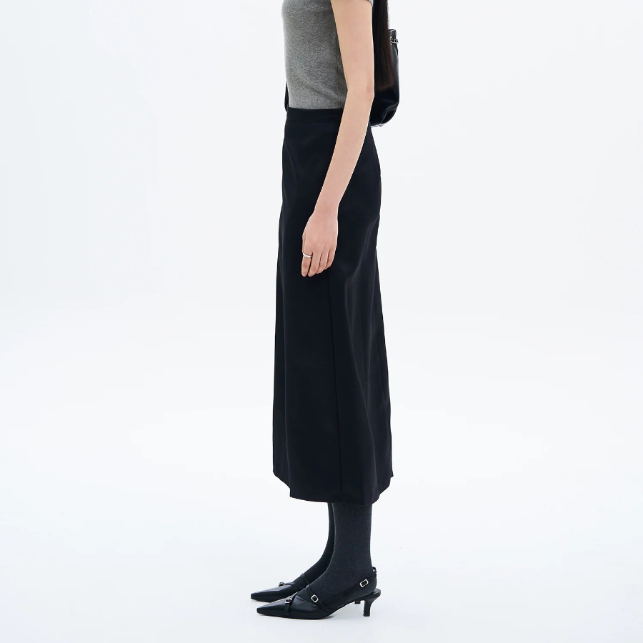 8 seconds Satin Long Skirt - Black