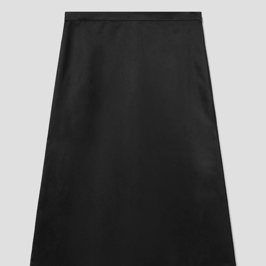 8 seconds Satin Long Skirt - Black