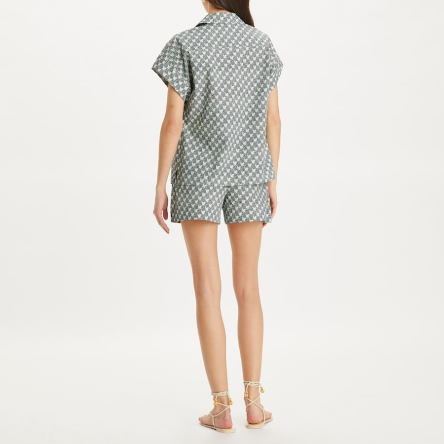 TORY BURCH Printed Cotton Poplin Short – Green