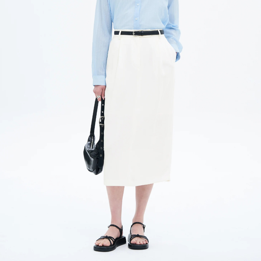 8 seconds Poly Long Skirt - White