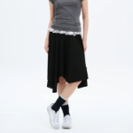 8 seconds Asymmetric Jersey Skirt - Black