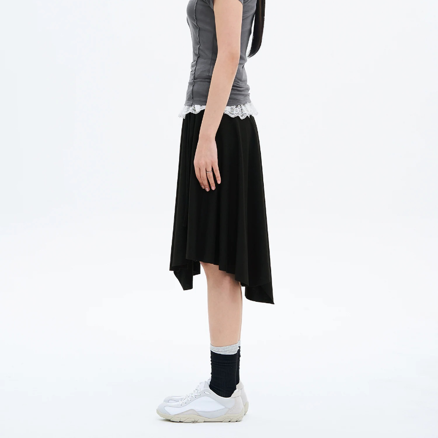 8 seconds Asymmetric Jersey Skirt - Black