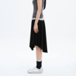 8 seconds Asymmetric Jersey Skirt - Black