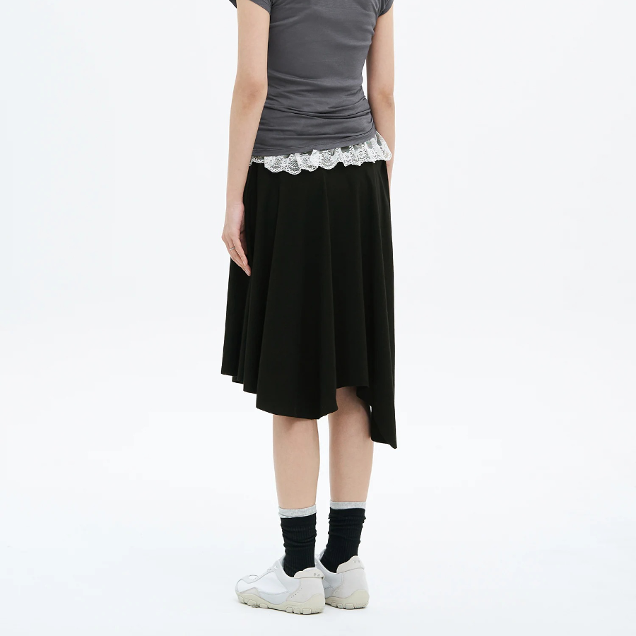8 seconds Asymmetric Jersey Skirt - Black