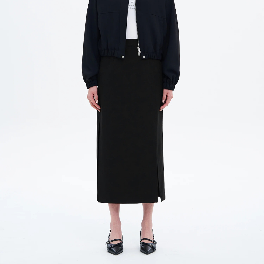 8 seconds Poly Long H-Line Skirt - Black