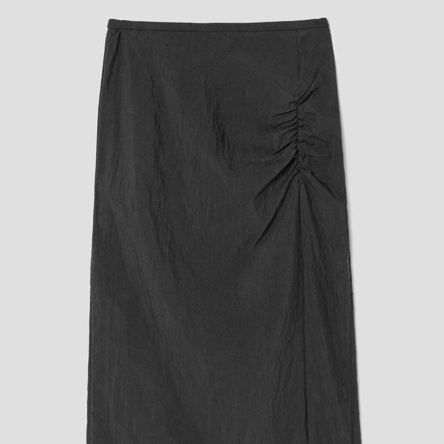 8 seconds Shirring Asymmetric Long Skirt - Ash