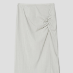 8 seconds Shirring Asymmetric Long Skirt - Light Green