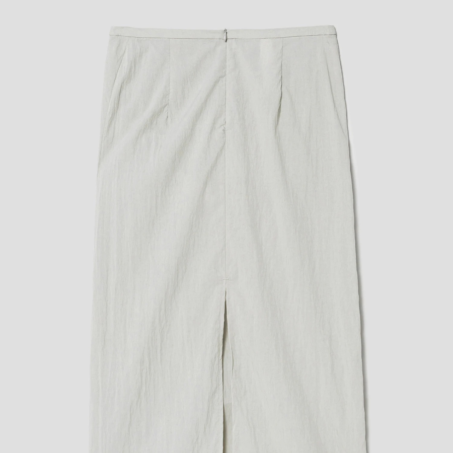 8 seconds Shirring Asymmetric Long Skirt - Light Green