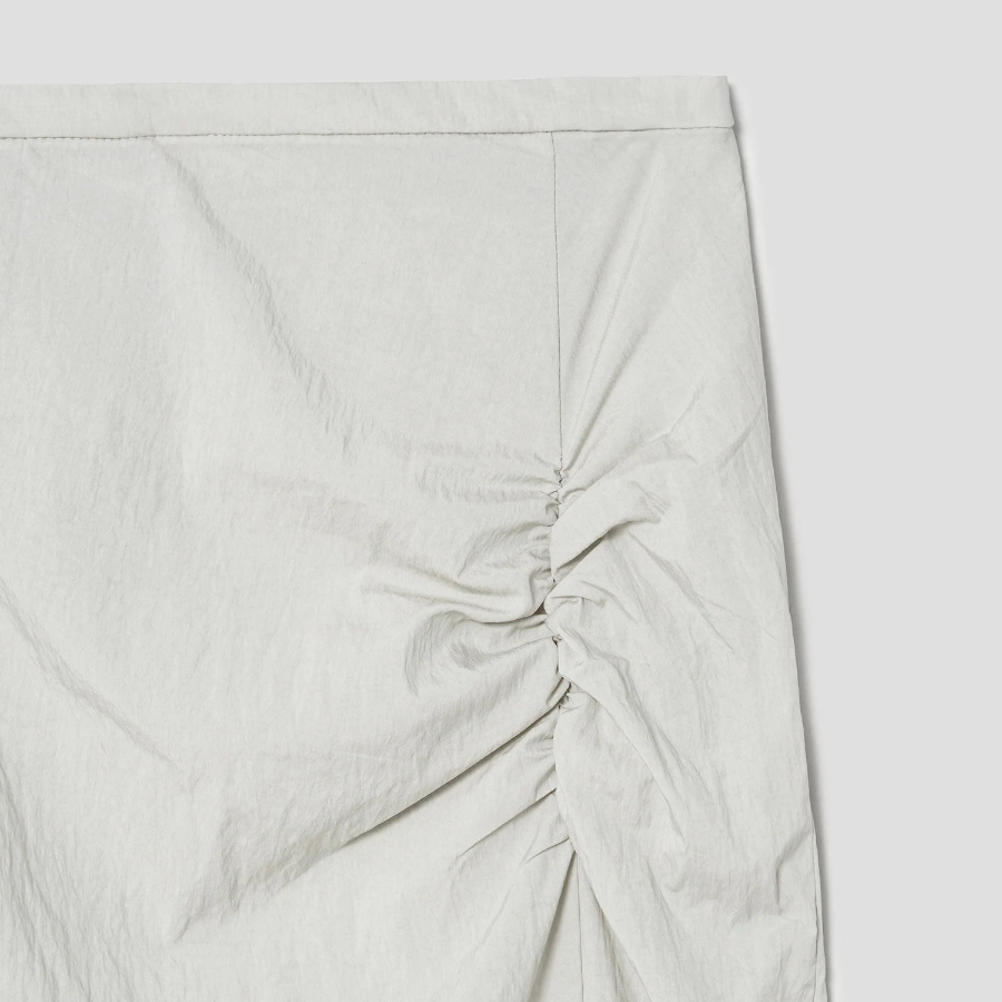 8 seconds Shirring Asymmetric Long Skirt - Light Green