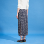 8 seconds Pattern Shirring Skirt - Navy