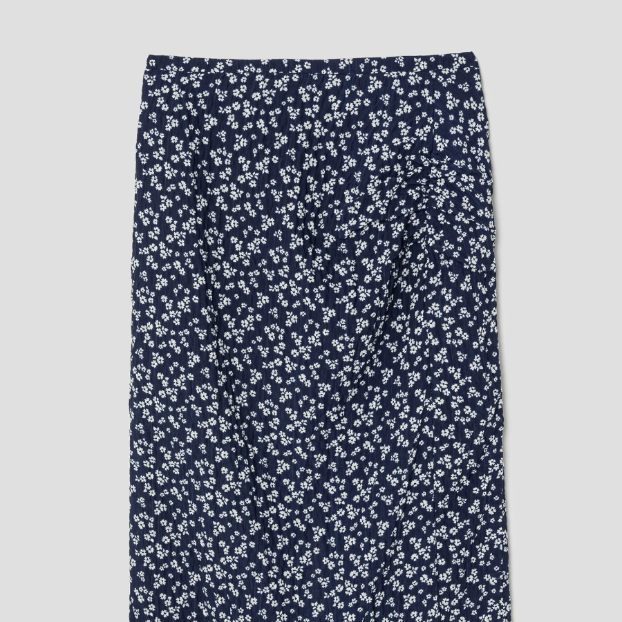 8 seconds Pattern Shirring Skirt - Navy