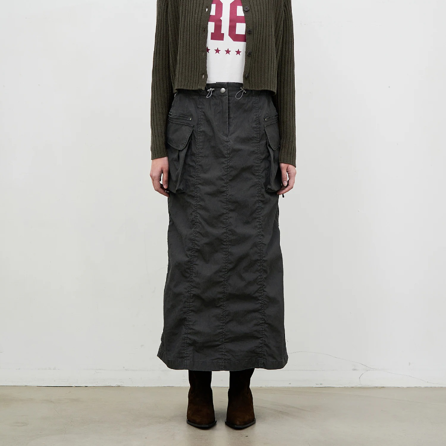 8 seconds Washed Long Skirt - Ash