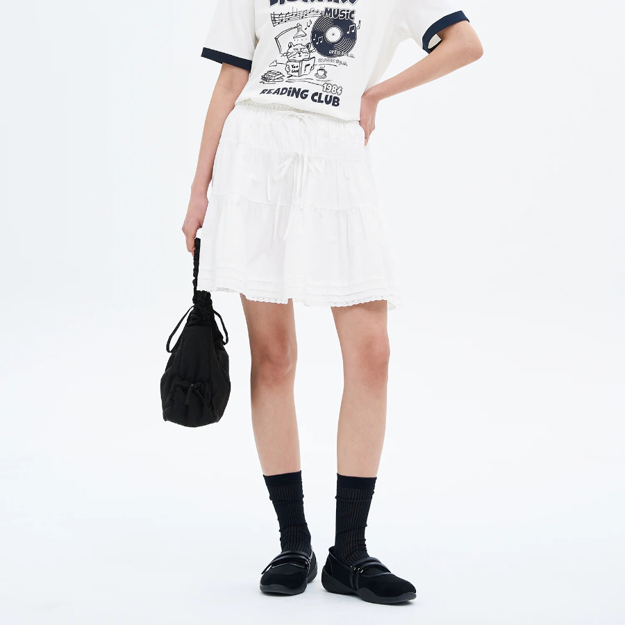 8 seconds Cotton Ribbon Mini Skirt - White