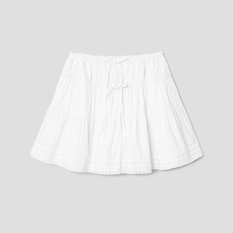 8 seconds Cotton Ribbon Mini Skirt - White