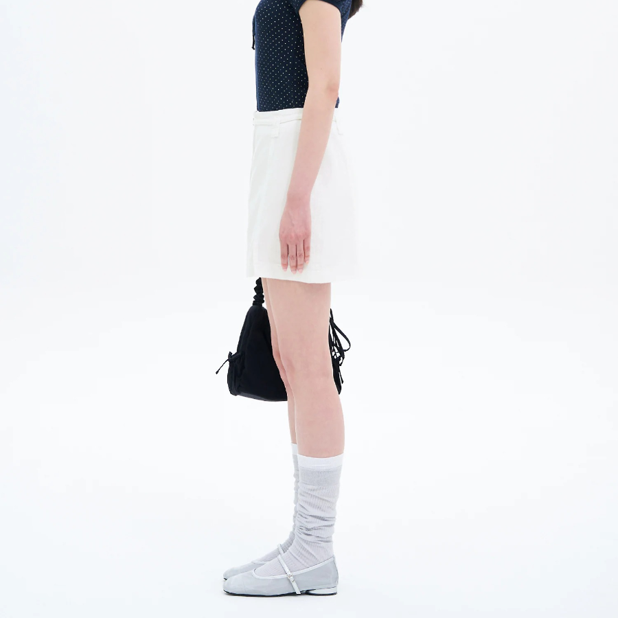 8 seconds Belted Denim Mini Skirt - White