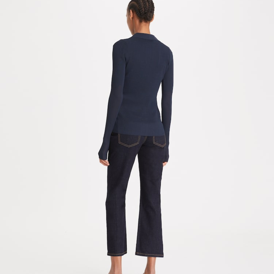 TORY BURCH Cropped Flare Jeans – Dark Blue