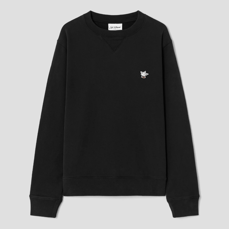 Maison Kitsune Unisex Barista Fox Patch Regular Sweatshirt - Black