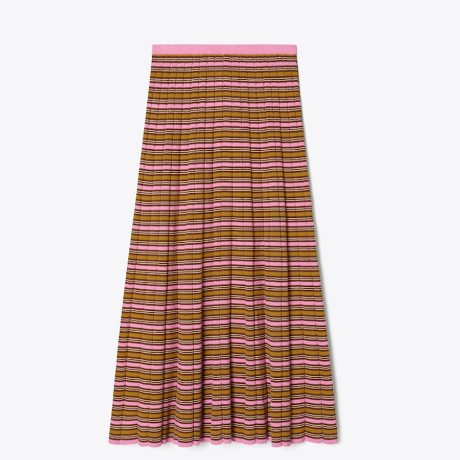 TORY BURCH Striped Cotton Skirt – Orange