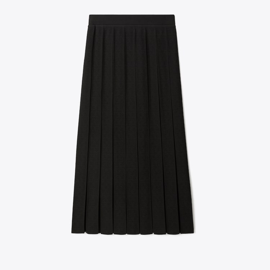 TORY BURCH Pleated Lace Skirt – Black