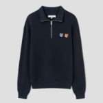 Maison Kitsune Men Double Bold Fox Head Half Zip Comfort Sweatshirt - Anthracite