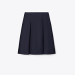 TORY BURCH Pleated Twill Skirt – Medium Navy