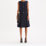 TORY BURCH Pleated Twill Skirt – Medium Navy